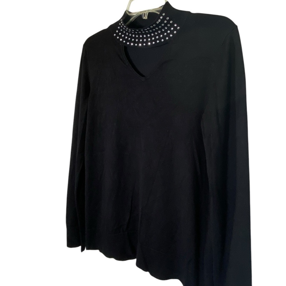 CABLE & GAUGE Women's Medium Black pullover choker style long sleeve sweater